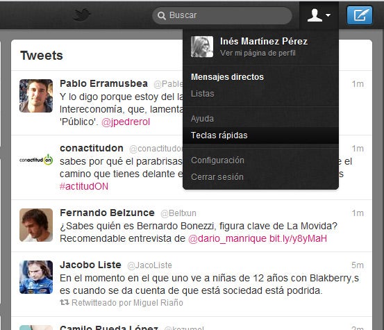 Teclas rápidas en Twitter Teclas rápidas en Twitter