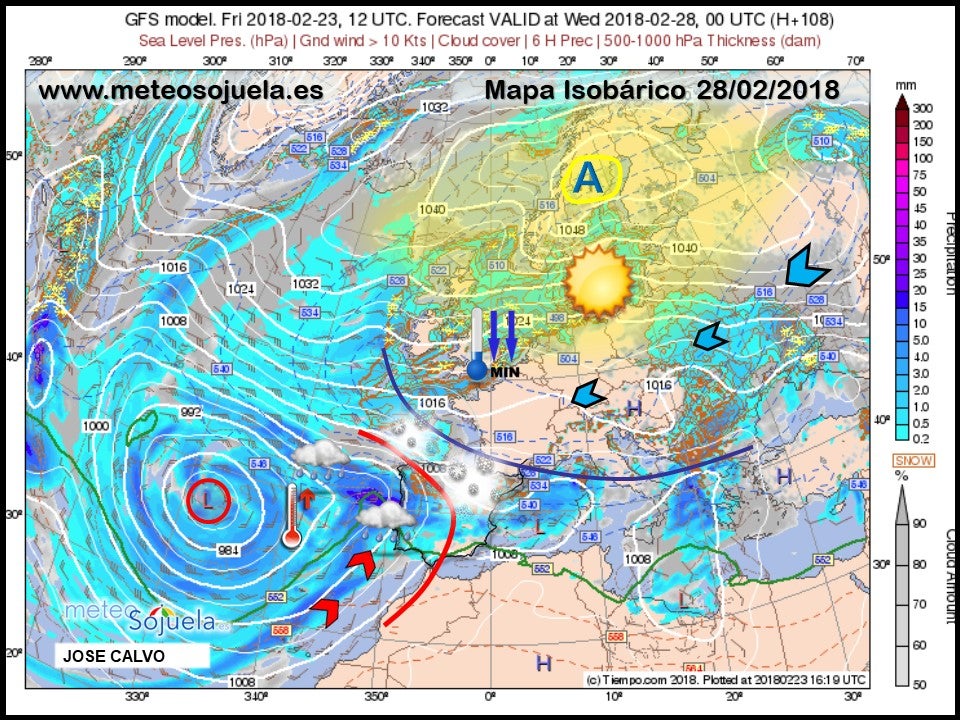 Choque de masas de aire. Meteosojuela