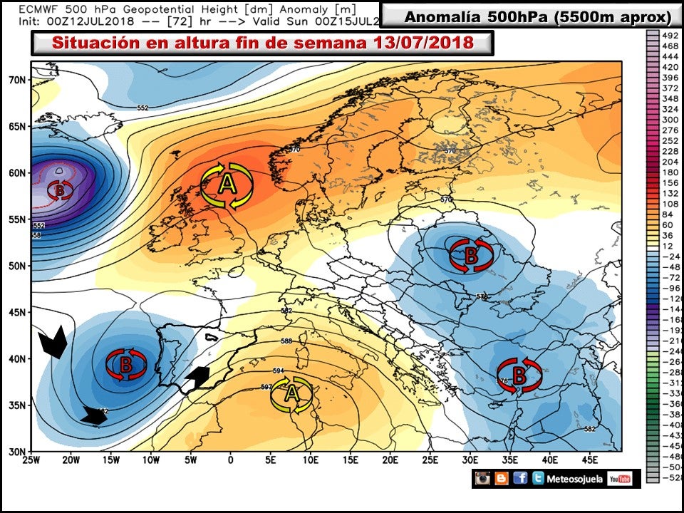 Modelos dealtura geopotencial a 500hPae. Meteosojuela