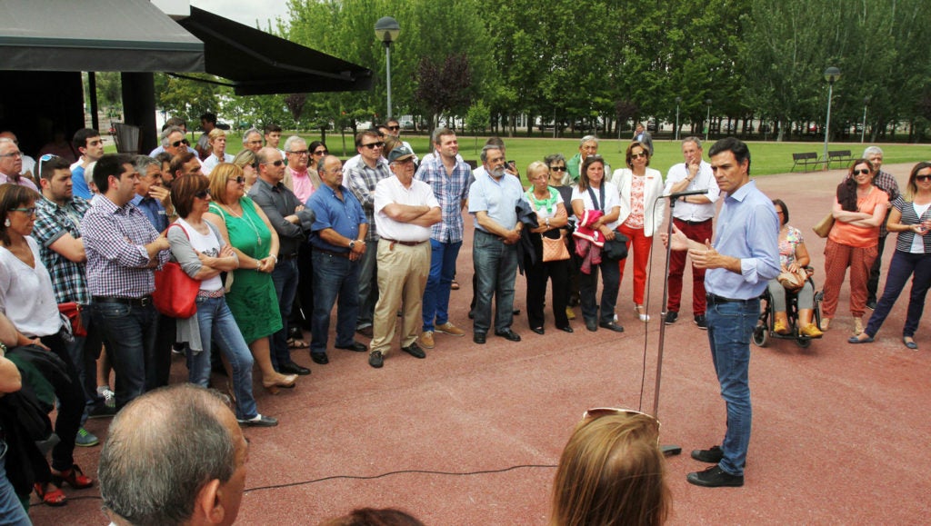 Pedro Sánchez, durante una visita a Logroño en el 2014  en el proceso de primarias del PSOE. Foto de Jonathan Herreros